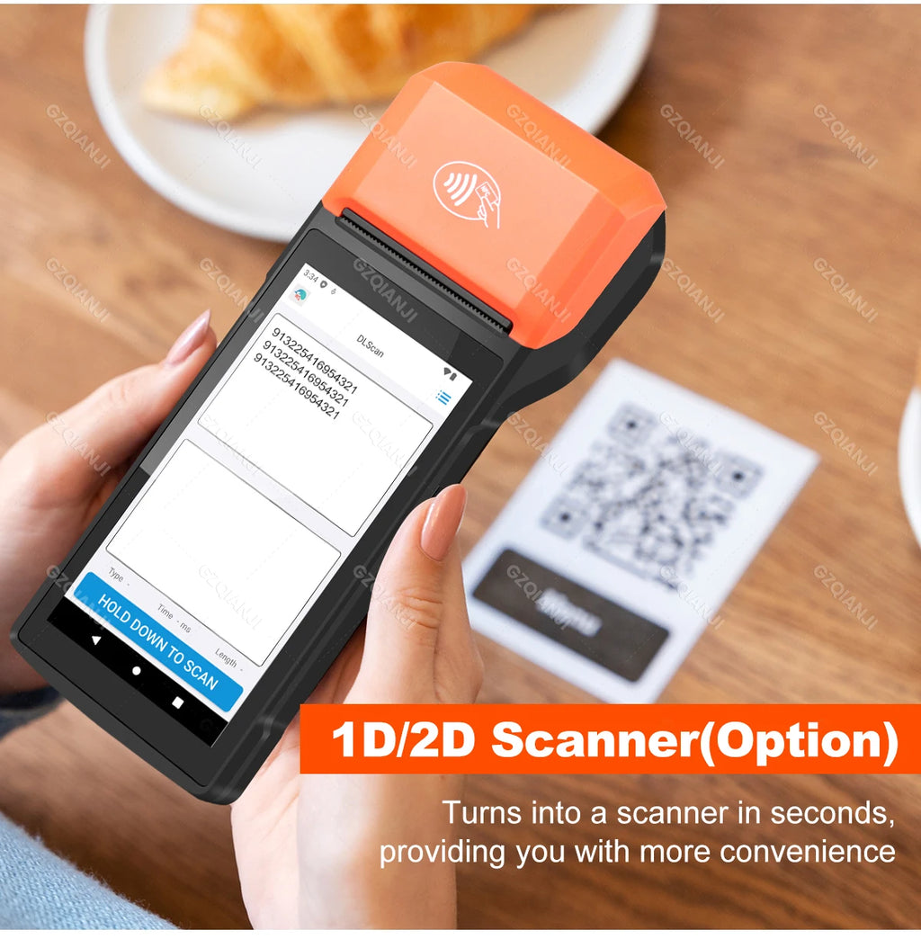 New 4G Android 13 POS PDA Terminal 1D 2D Barcode Scanner Reader Built-in Thermal Receipt Bill Printer Handheld Wifi NFC Loyverse