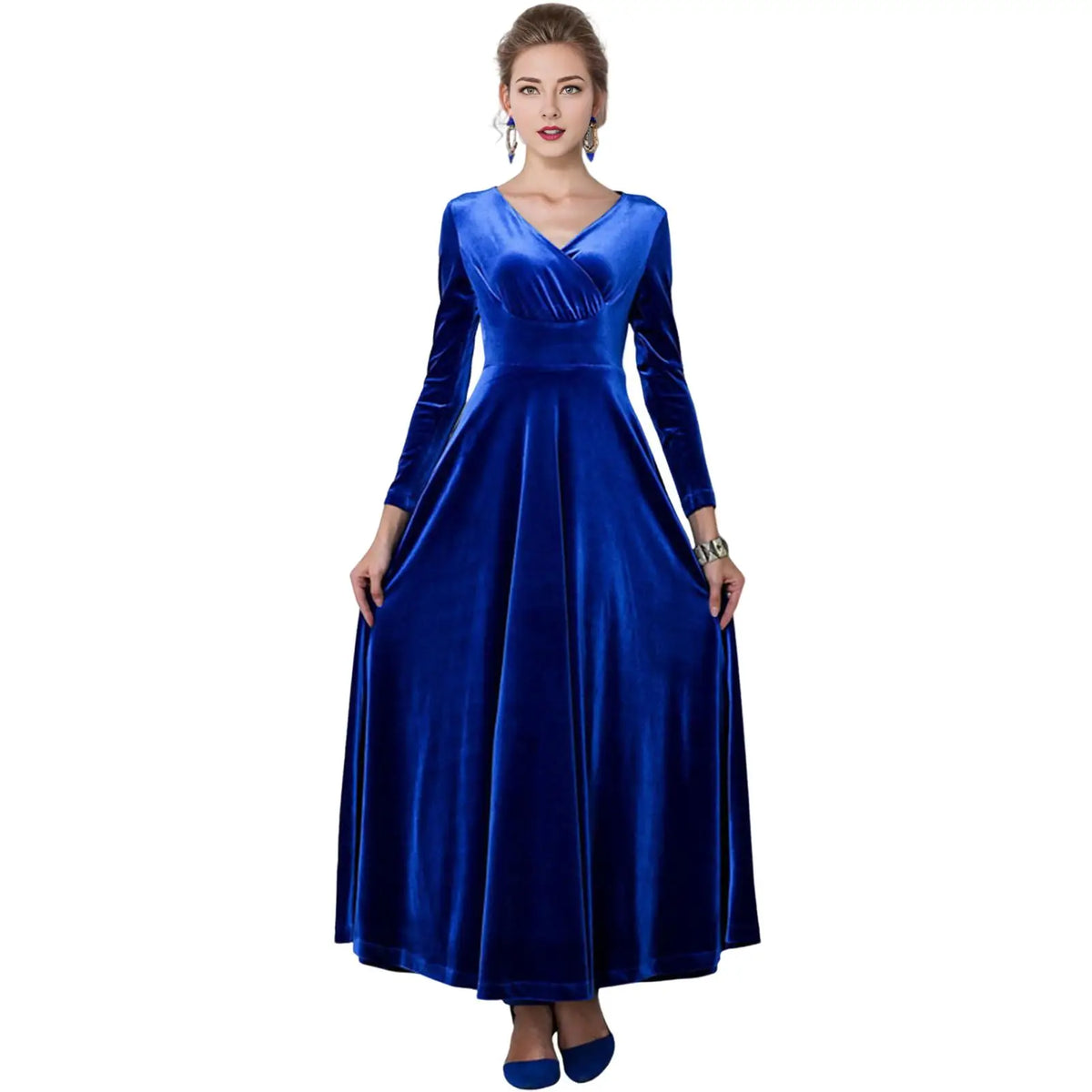 Women Fall Dress Solid Color Loose Long Sleeves Button Maxi Dress Keep Warm Velvet Mom Spring Dress Women Clothes