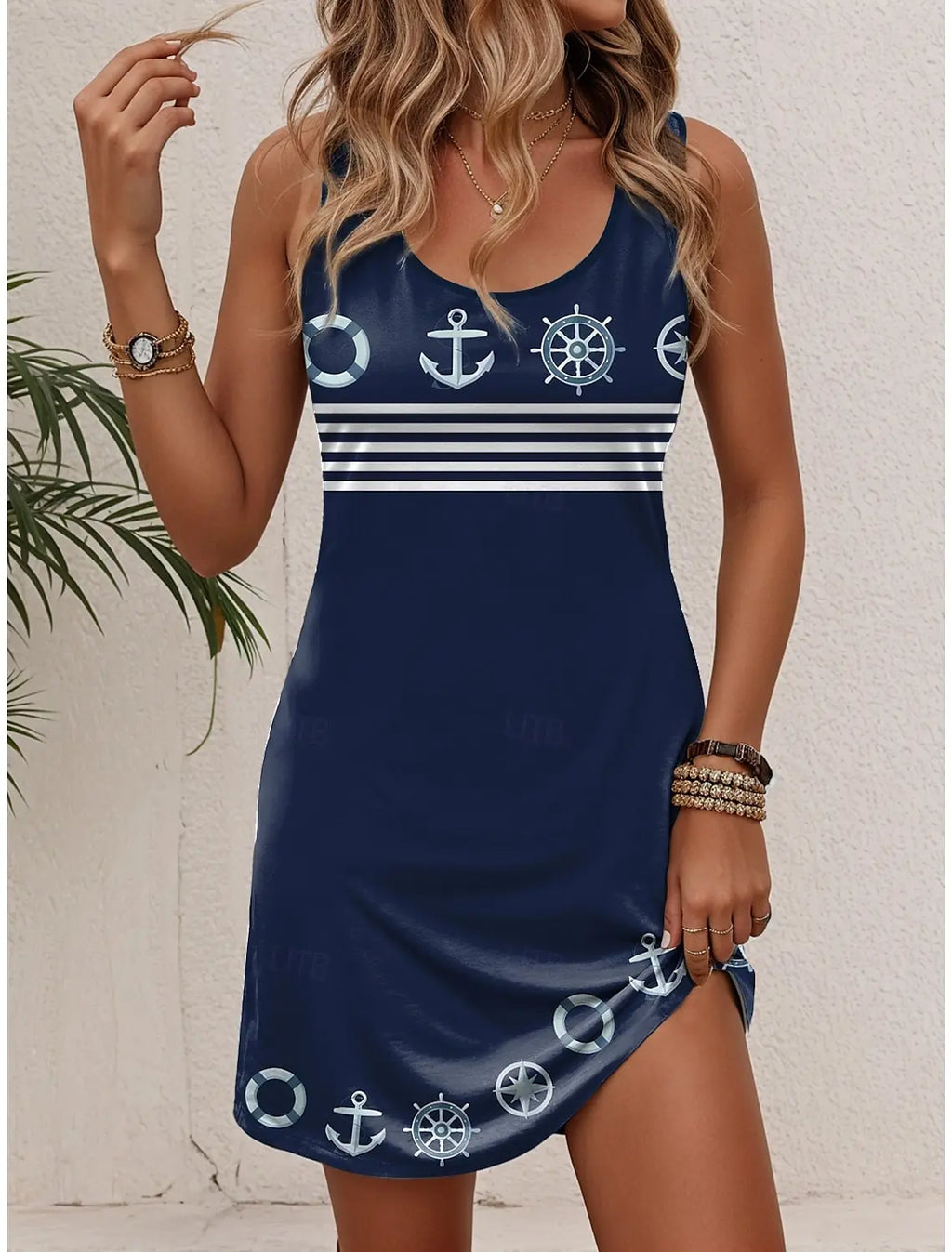 Women's Elegant Sleeveless U-Neck Dress Casual Loose Printed Long Maxi Dress Soft Fabric A-Line Design For Summer Beach Daily