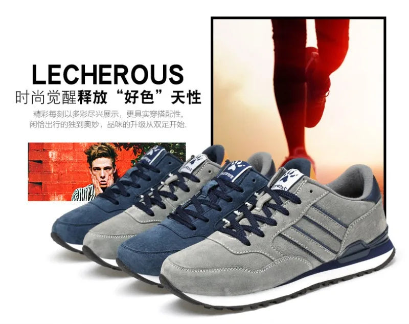 Sneakers for Men High Quality Suede Casual Shoes Luxury Tenis Shoes for Men Lace-up Flats Sport Running Shoes Кроссовки Мужские