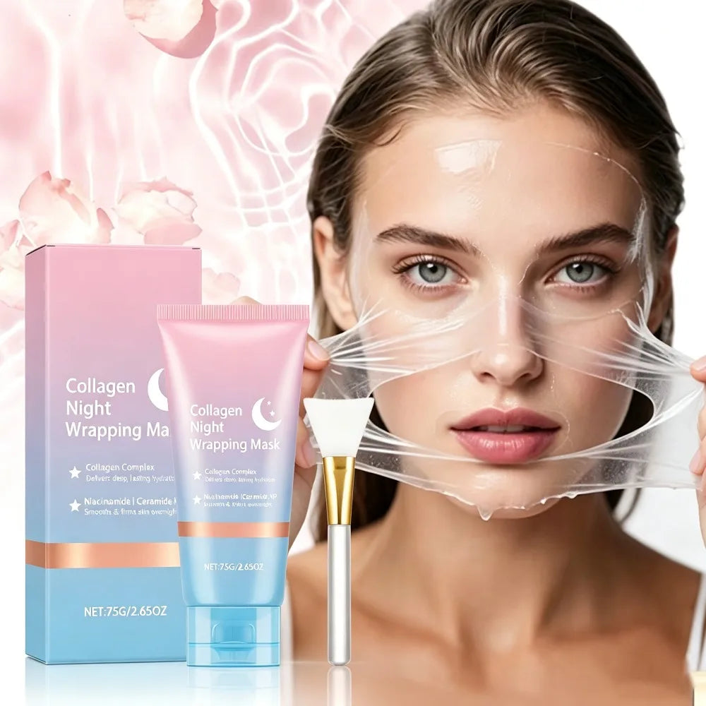 Collagen Night Wrapping Peel Off Mask Overnight Hydration Firming Skin Brightening Pore Refining Korean Daily Facial Care Mask