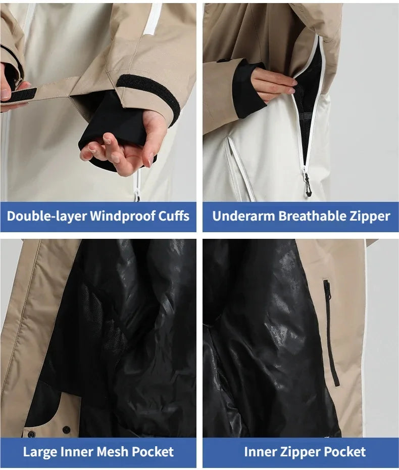 2026 Mens Snowboard Jacket Ski Coat Women Waterproof Insulated Baggy Snowboard Coats Winter Hooded Mountain Hiking Warm Outdoor