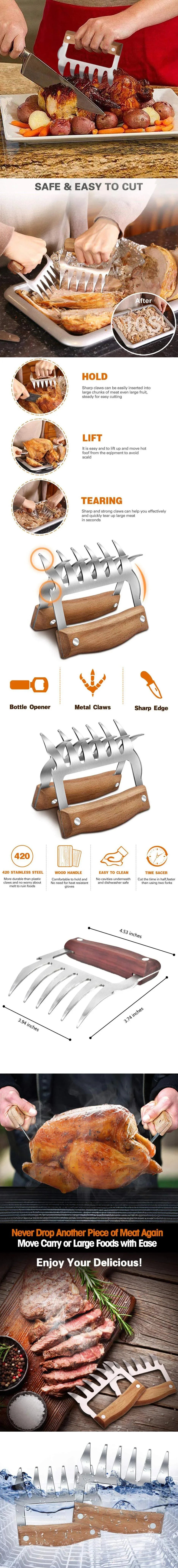 Bear Claws Barbecue Fork Pull Shred Pork Shredde Manual Meat Clamp Roasting Fork Kitchen Tool Bbq Accessories Kitchen Gadgets