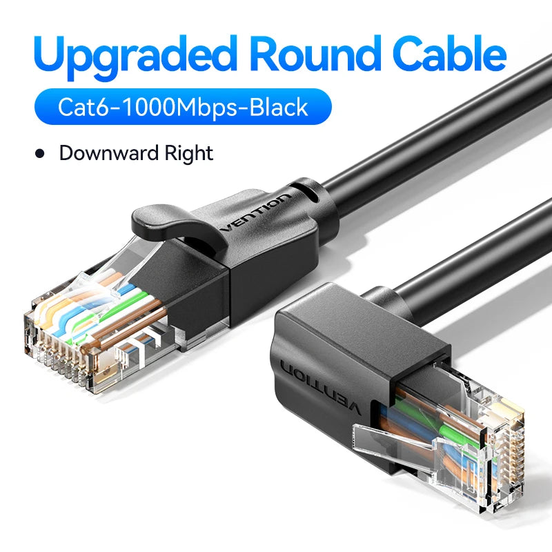 Vention Cat6 Ethernet Cable 90° Right Angle Design CAT 6 Networking Internet Lan Cord for Laptops PS5 4 Xbox Router RJ45 Cable