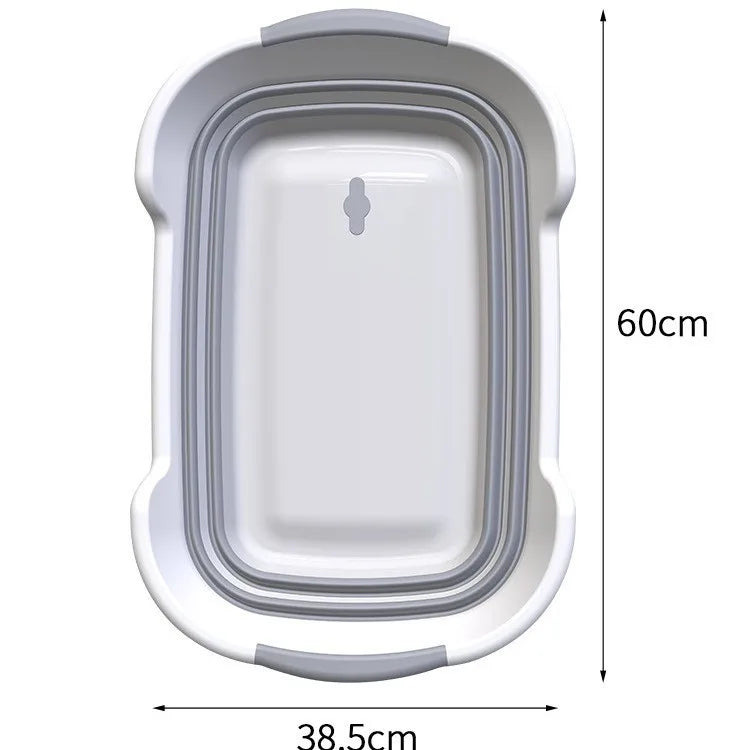 New silicone PP folding bathtub, multi-functional foldable pet/baby bathtub, with drain holes, laundry storage basket