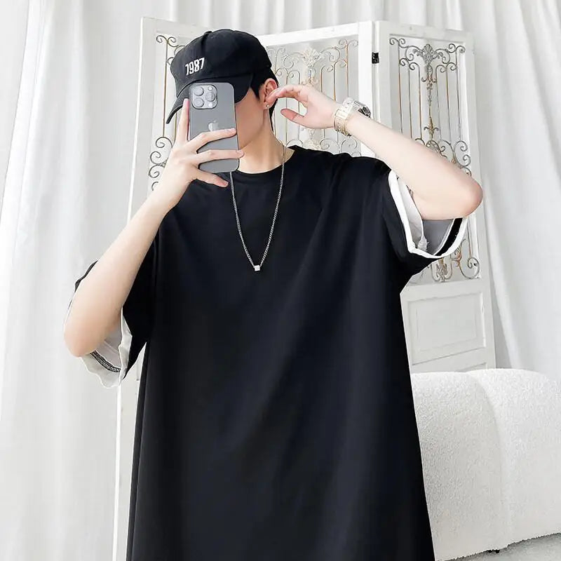 Men's Solid Color 2-Piece Outfit Short Sleeve T-Shirt & Drawstring Elastic Waist Shorts Set Casual Lounge & Streetwear Clothing
