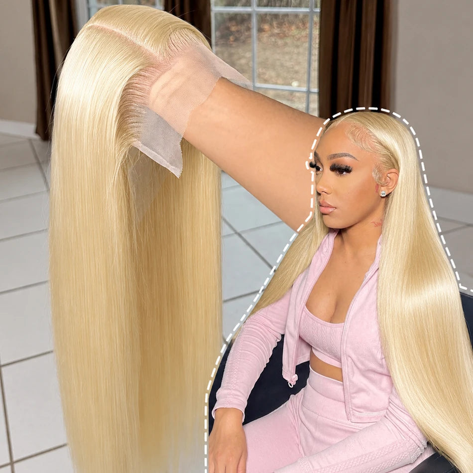200 Density 27 Honey Blonde HD Lace Frontal Human Hair Wig 13x4 HD Transparent 30 Inch Straight Hair Lace Front Wig Pre-Plucked Pre-Trimmed Lace Frontal Wig