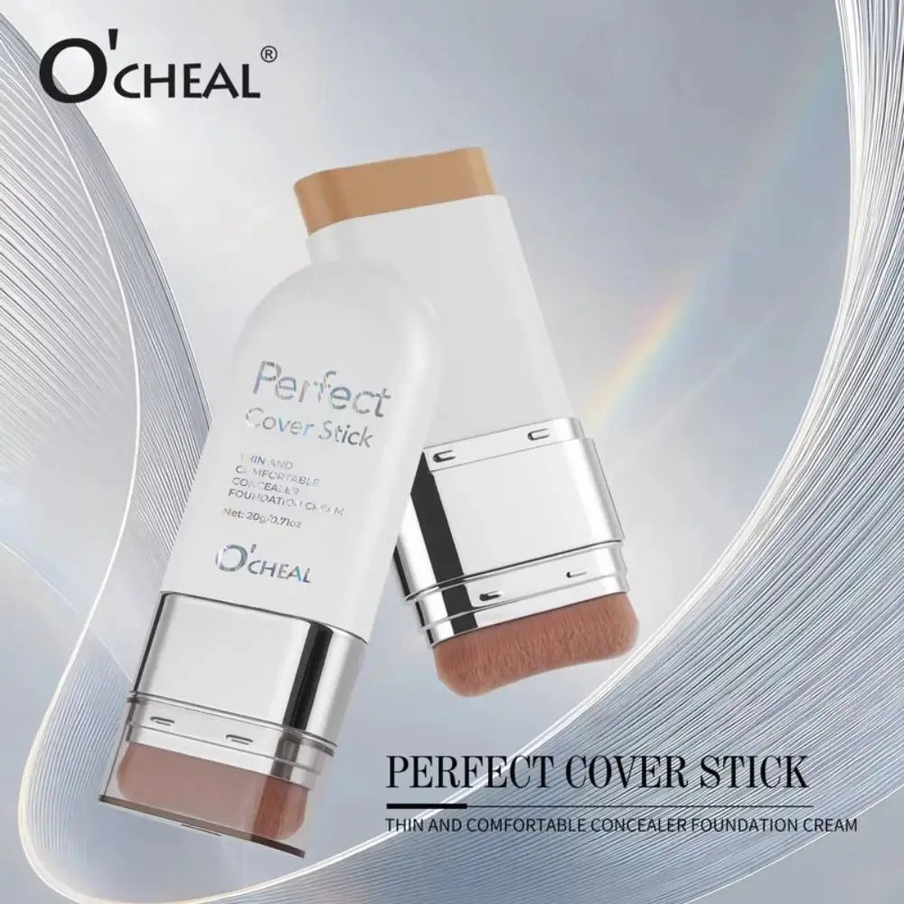 Thin and Comfortable Perfect Cover Stick Instant Natural Long-lasting Concealer Foundation Stick Dewy Makeup with Brush