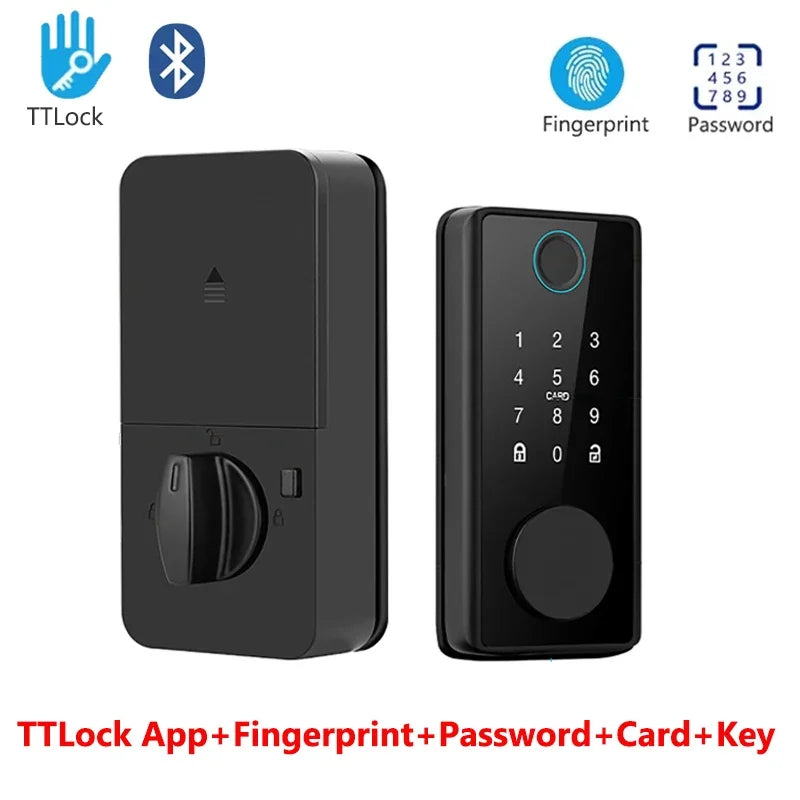 Tuya WiFi Smart Door Lock Keyless Entry Fingerprint Electronic Digital Lock TTlock App/Password/IC Card Unlock For Wooden Door