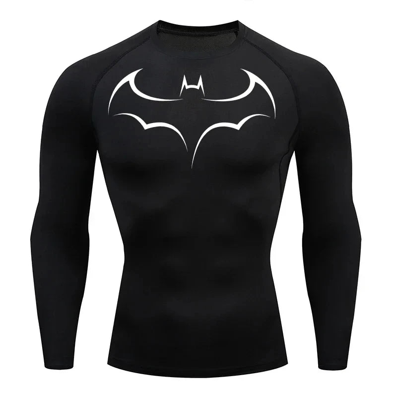 Bat Printed Men's Tight T-Shirt Running Compression Compression T Shirt Gym Fitness Jogging Short Sleeve Male Casual Shirt Tops