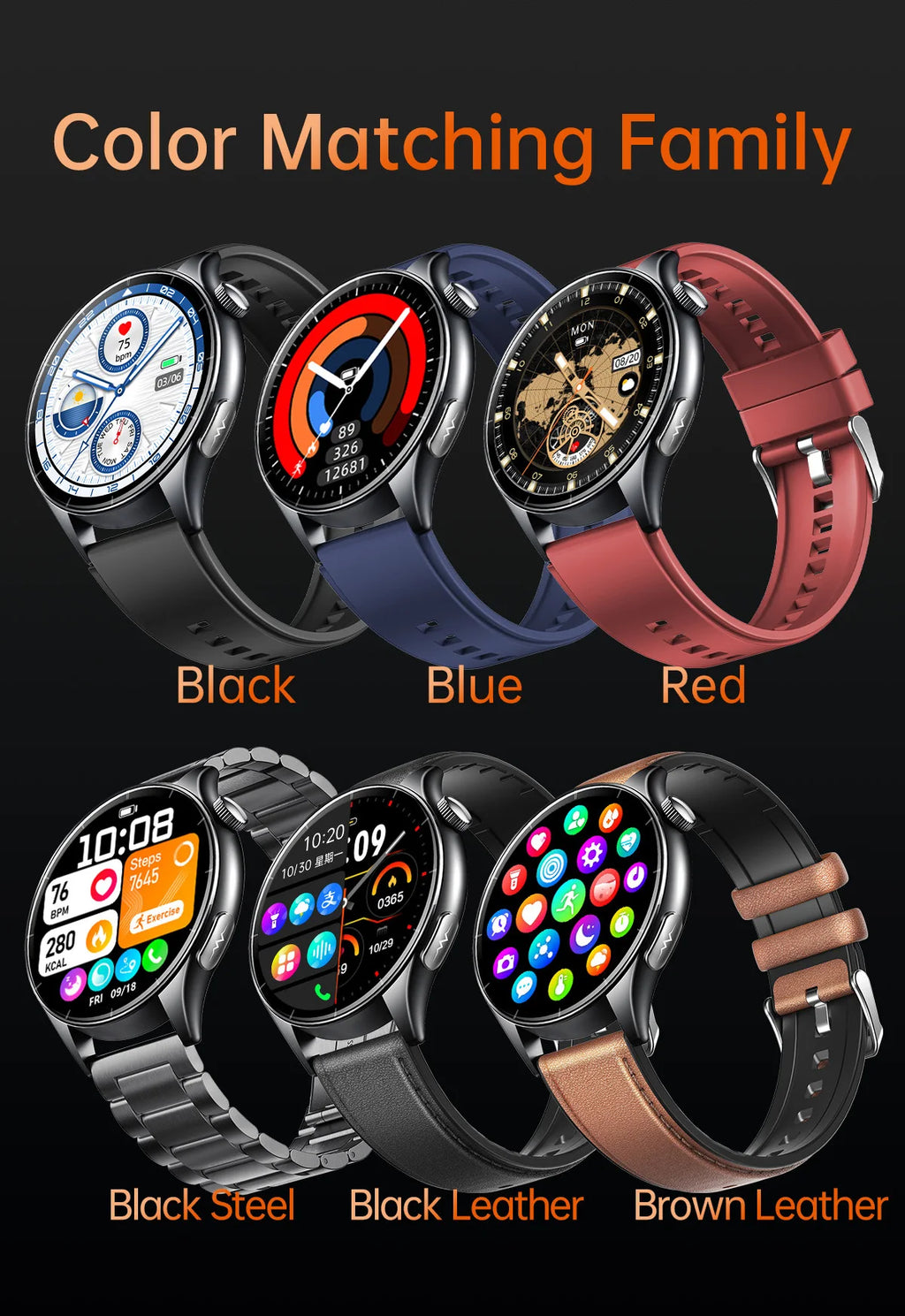 2025 New NFC+ECG+PPG Health Smart Watch BMI Fat Heart Rate Blood Pressure Watch 380mAh BT Call IP68 Waterproof Sports Bracelet