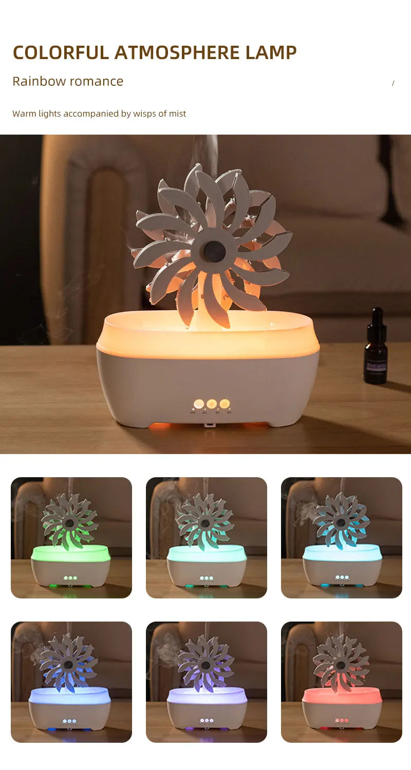 Hot Selling Windmill Aromatic 7 LED Color Air Humidifier for Home Portable Ultrasonic Rain Drop Aroma Diffuser