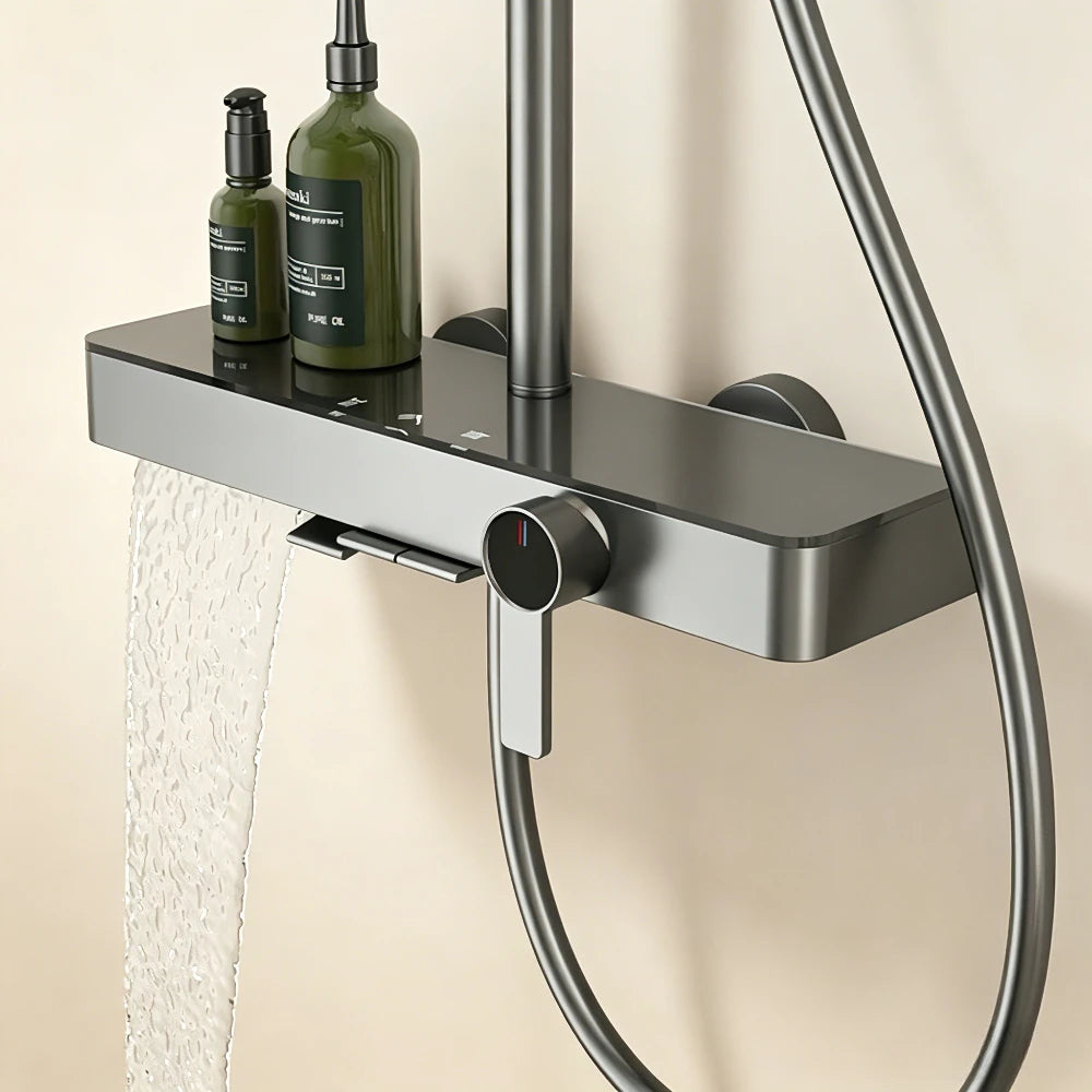 3-way Rainlfall Showers System Set Wall Mounted Bathroom Shower Faucet Set Brass Shower Mixer Crane with Hand Shower Set
