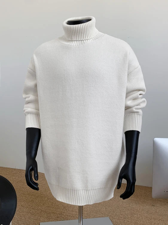 2026 New Autumn Men Turtle Neck Sweater Unisex Casual Loose Fit Trendy Knitted Top Pullovers Outwear Clothing Oversized M-3XL