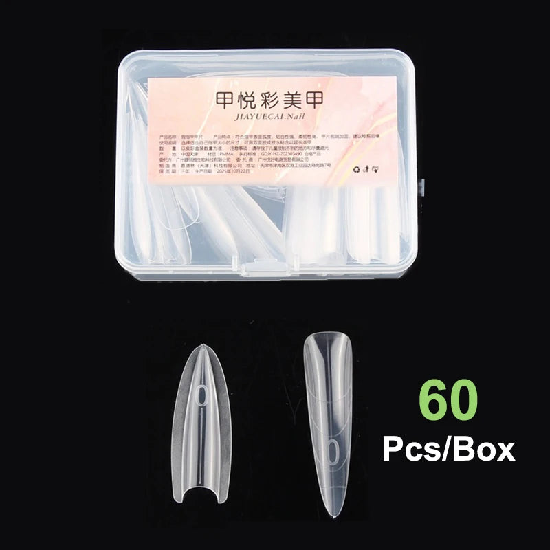 Sandwich Dual Nail Forms 60pcs 15Size Quick Extensions-Dual Forms T-shaped Ellipse Manicure Forms Top Mold Bottom Mold 3D
