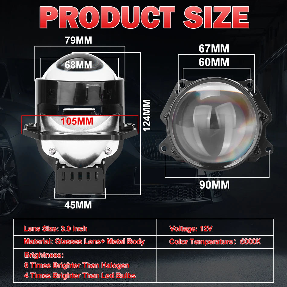 300W 3 inch Bi-led Lens 30000LM LED Projector Lenses For Hella Headlight H4 H7 9005 9006 High Low Lights Car Motorcycle Retrofit