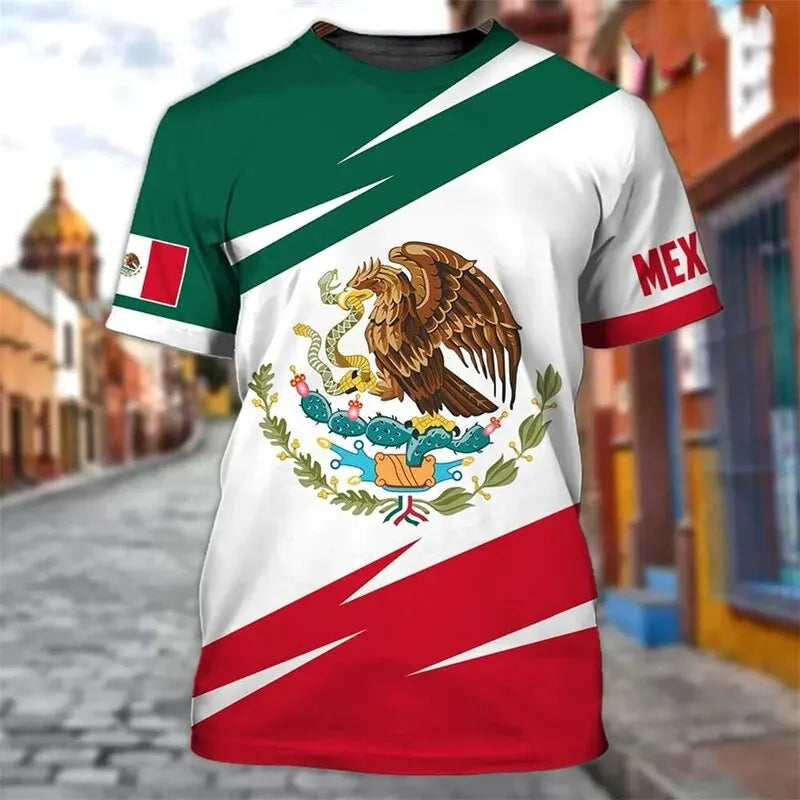 Mexico T-Shirts Mexican Flag 3D Print Streetwear Men Women Casual Fashion Oversized Short Sleeve T Shirt Male Tees Tops Clothing