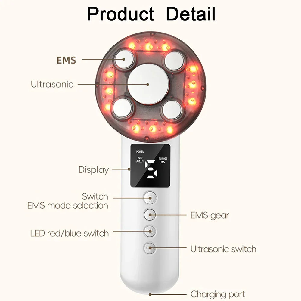 3 IN 1 EMS Ultrasound Machine Body Slimming Vibrating Massager Anti-Cellulite Fat Burner Facial RF Infrared EMS LED Light Device