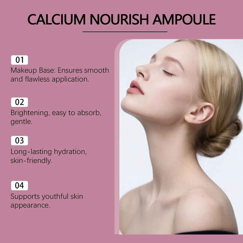 Viareline Moisturizing Skin Ampoule Essence Korean Calcium Volume Moisturizer Pore Firming Essence Daily Facial Skin Care Serum