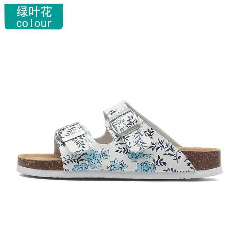 Slippers Women Buckle Flat Bottom Cork Slippers Man Summer Unisex Beach Button Outdoor Casual Sandals Designer Ladies Shoes