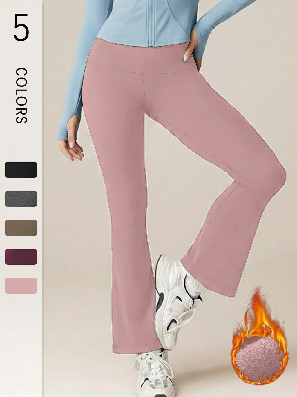 High Waisted Fleece lining Flare Leggings for Women - Super Soft Pants with Tummy Control, Perfect for Yoga Practice