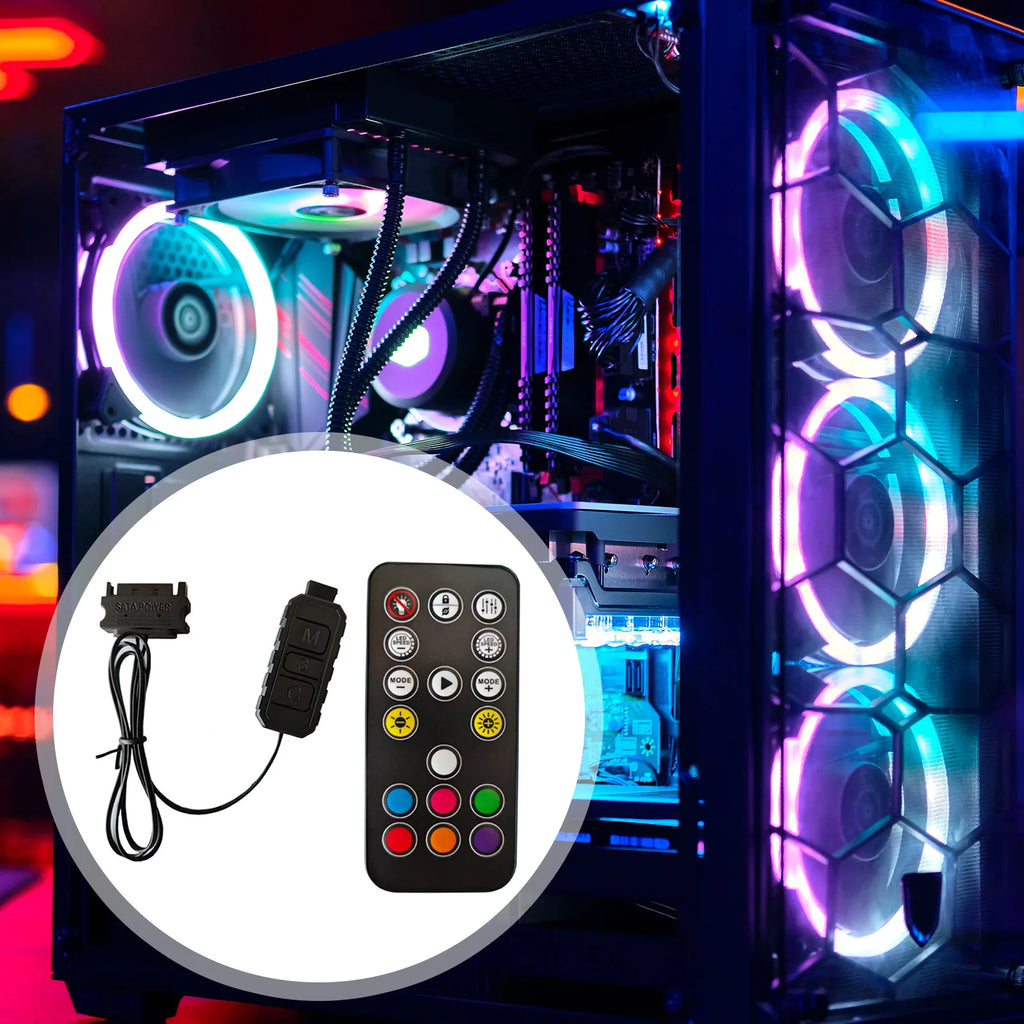 Computer ARGB Fans Hub Multipurpose SATA Interface Sync Controllers Cable Mini Controllers HUB Adapter for PC RGB Case Fans