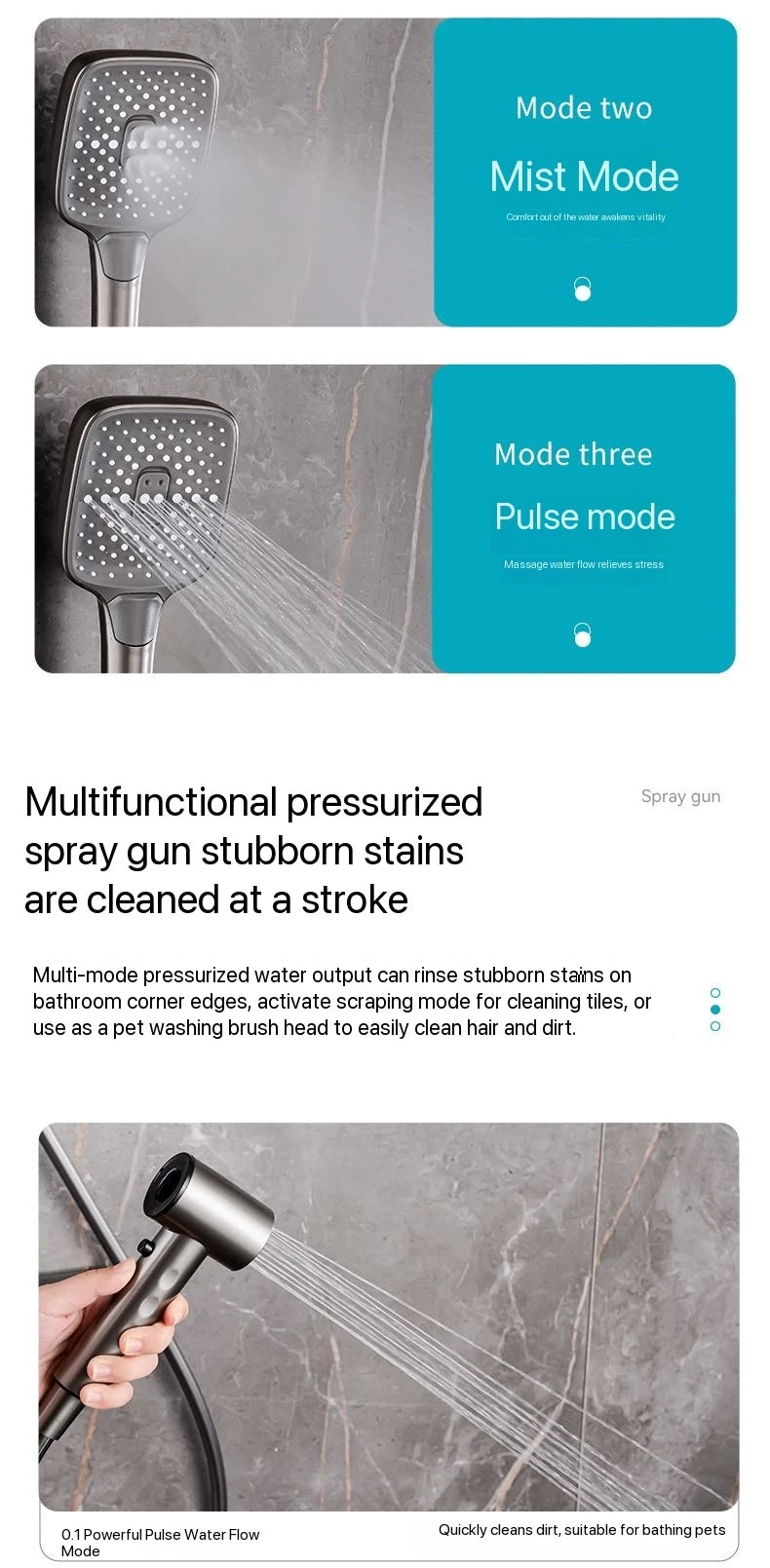 Gray Piano Button Ambient Light Bathroom Shower Full Set Digital Display Shower System Sets Rain Faucets Shower Head
