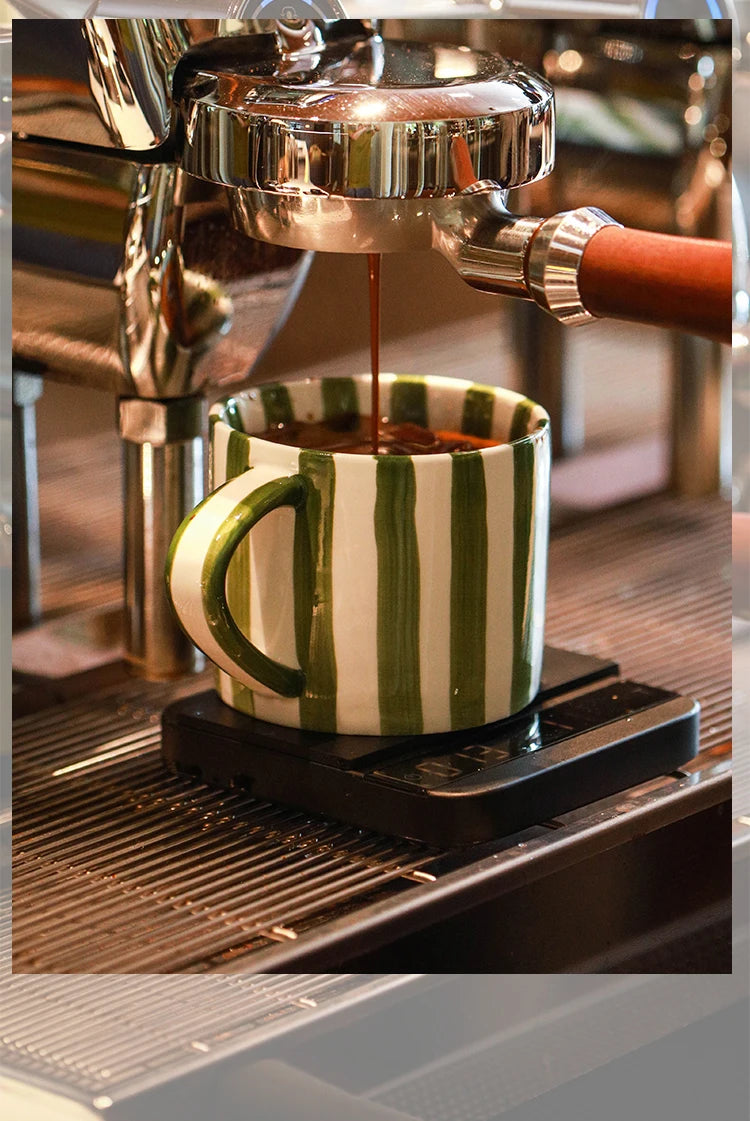 European Striped Ceramic Coffee Cup Saucer Modern Breakfast Dessert Plate Tea Cup Decorative Art Striped Coffee Cup 200 Ml Decor