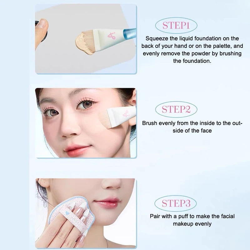 1/2 pcs Makeup Ultra-Thin Brush Set Foundation Brush With Traceless Sponge Powder Soft Puff Angled Head Makeup Brush Beauty Tool