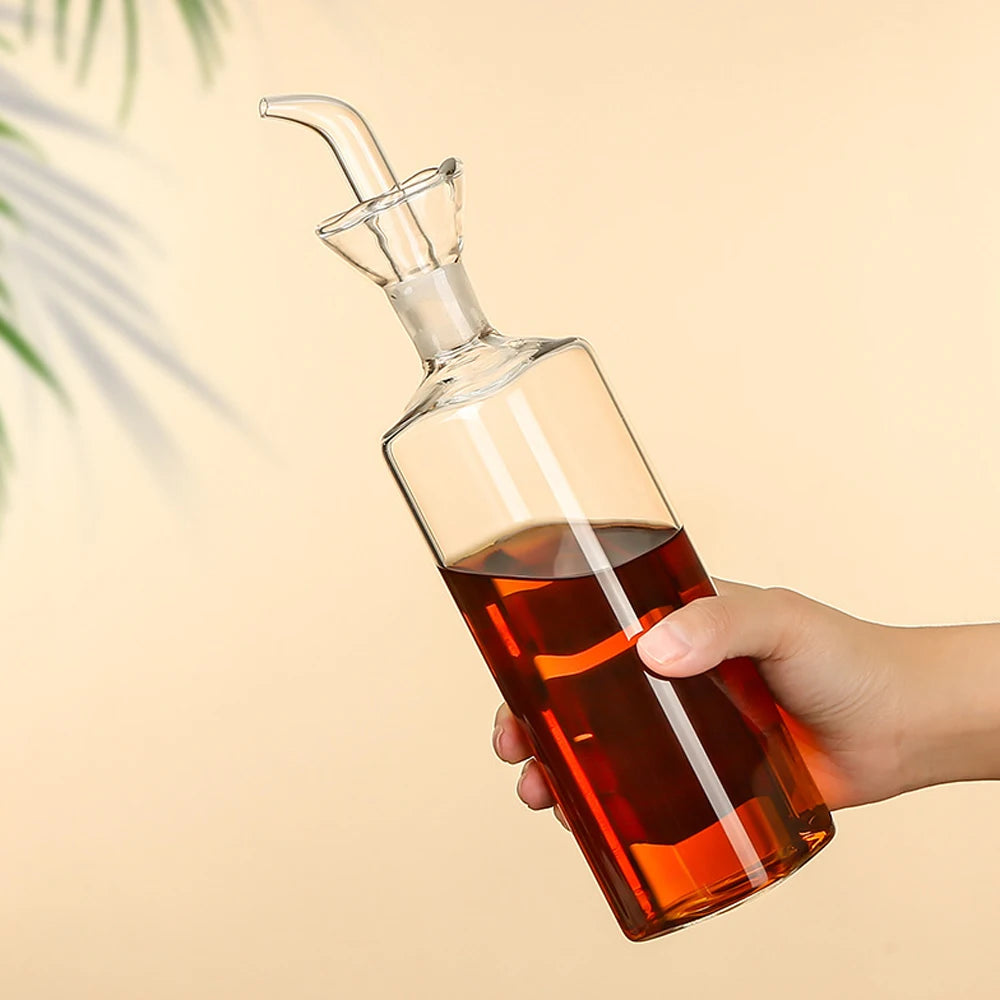 Olive Oil Dispenser Bottle Borosilicate Glass - Non Drip Oil Dispenser for Kitchen, Leak Proof Vinegar Drizzler Cruet Easy Clean