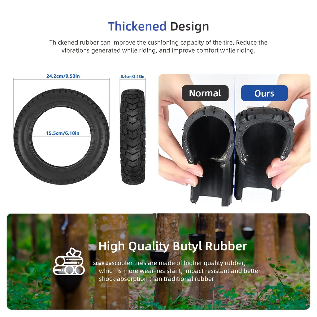 10x2-6.1 Off-road Tubeless Tire for Xiaomi M365/Pro 2/1S/Mi3 Scooter Modified 10*2-6.1Outer Tire Accessories Parts