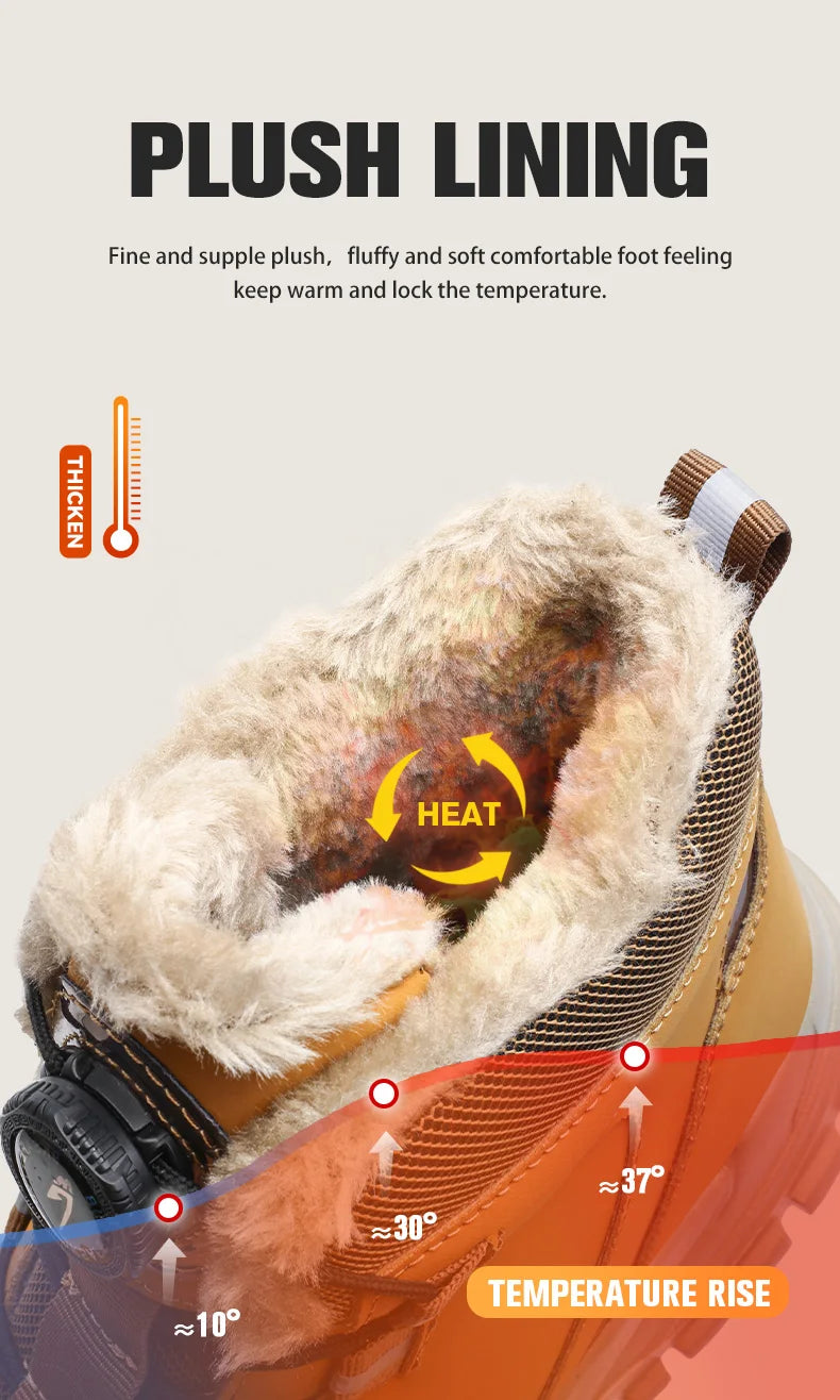 Size 47 48 Winter Work Safety Boots Men Steel Toe Work Shoes Rotating Button Waterproof Protective Men Safety Shoes Footwear