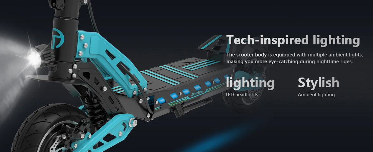 DT10 Adult Electric Scooter 1400W Peak Motor 50km/h Max Speed 48V16Ah 18650 Battery 50km Long Range Dual Disc Brakes Shock Suspension Absorbers System 330LB Maximum Load 10inch All-Terrain Tires NFC Unlocking Smart Display Fo