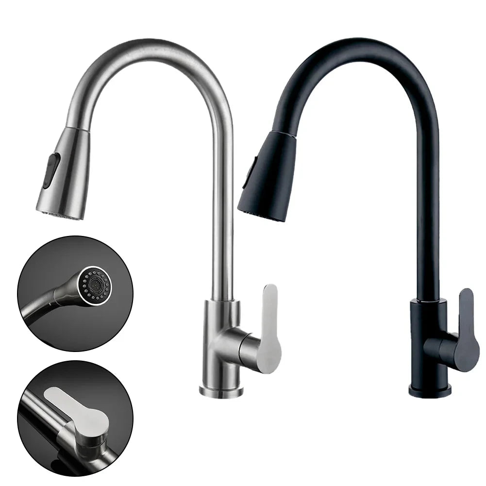 2025New Modern Stainless Steel 360° Rotating Telescopic Faucet Stainles Steel Is More Durable Kitchen Sink Bathroom Basin Faucet