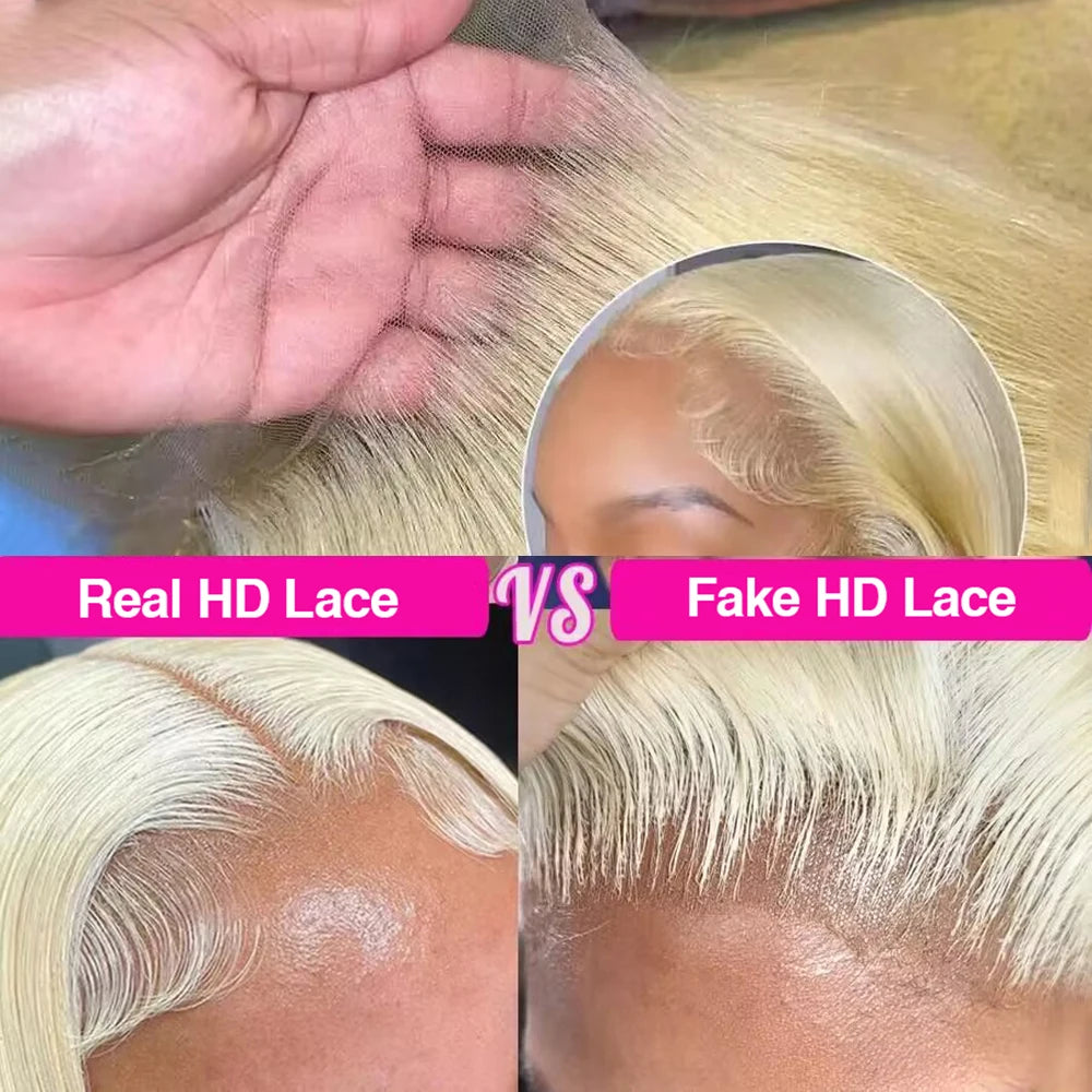 200 Density 613 Blonde Straight Human Hair Wigs Preplucked Prebleached 46 Inch 13x4 13x6 Blonde HD Transparent Lace Frontal Wigs