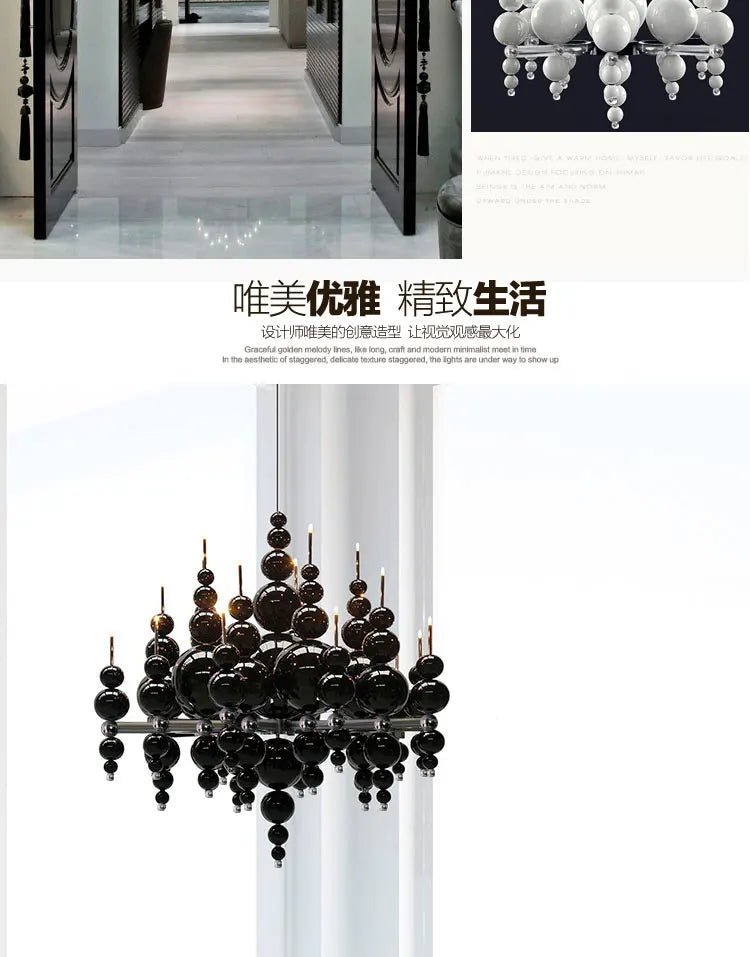 Luxury Living Room Black Chandelier Designer Tears From Moon Chandelier For Ceiling Restaurant Large Dining Table Hanging Lamp