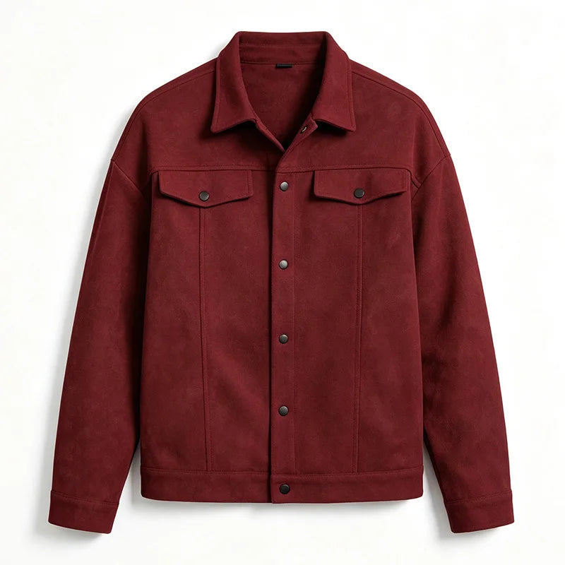 Men Loose Short Shacket Soft Brushed Fabric Autumn Winter Business Daily Casual Fake Decor Chest Flap Lapel Fashion Outer Jacket