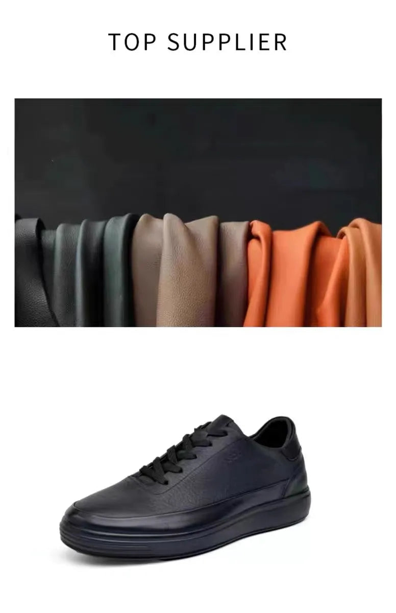 Fashion Men Shoes Genuine Leather Shoes Casual Lace-up Shoes Breathable Fashion Sneakers New