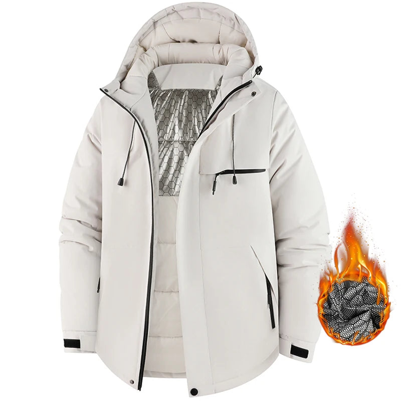 Men's Jacket Stand Collar Stamp Mens Parka Winter New Down Jacket Fleece Warm Jackets Men Business Leisure Coat Baseball Coats
