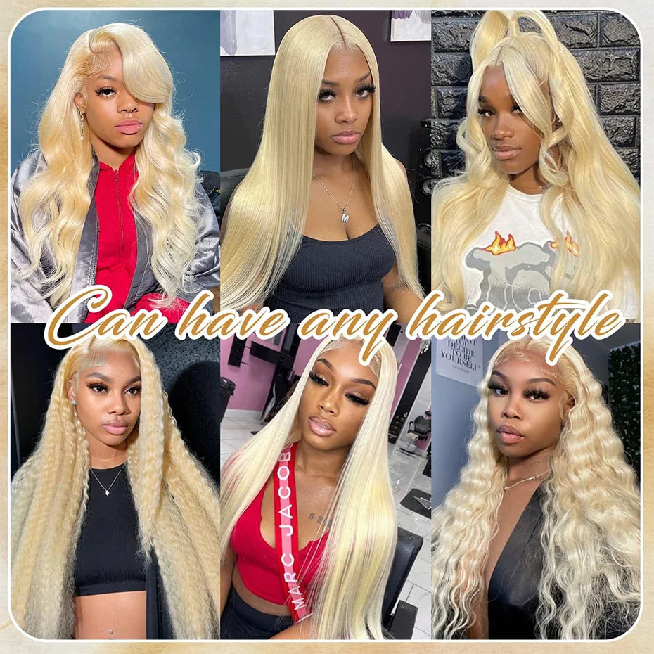 613 HD Lace Frontal Wig 13x6 Straight Human Hair Wigs Blonde Human Lace Front Wig 200% Density 36 inch Lace Front Human Hair Wig