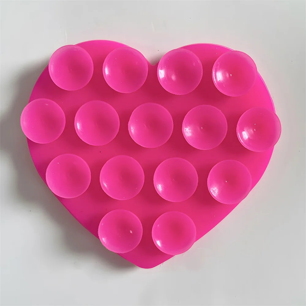Double Sided Heart Shaped Silicone Suction Cup Phone Sticker Self Adhesive Anti Slip Suction Phone Support Bracket Suction Cup