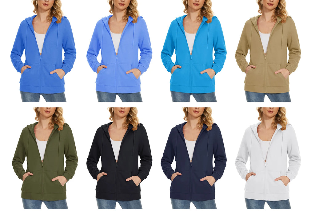 TACVASEN Spring Fleece Lining Sweatshirts Jacket Womens French Long Hoodies Full Zip Up Jacket Casual Streetwear Outdoor Coats