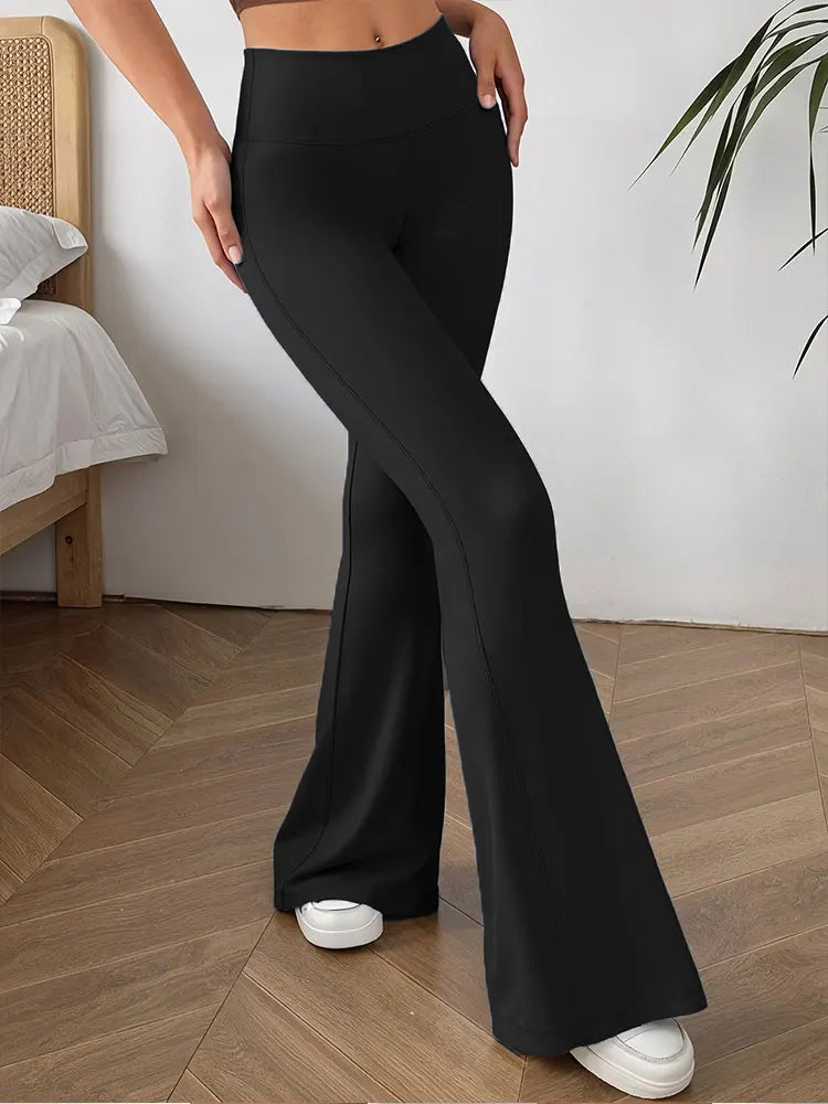 Women's Stylish Minimalist Flare Pants High Waisted Tummy Control Four Season Flare Leggings Elegant Casual Activewear Trousers