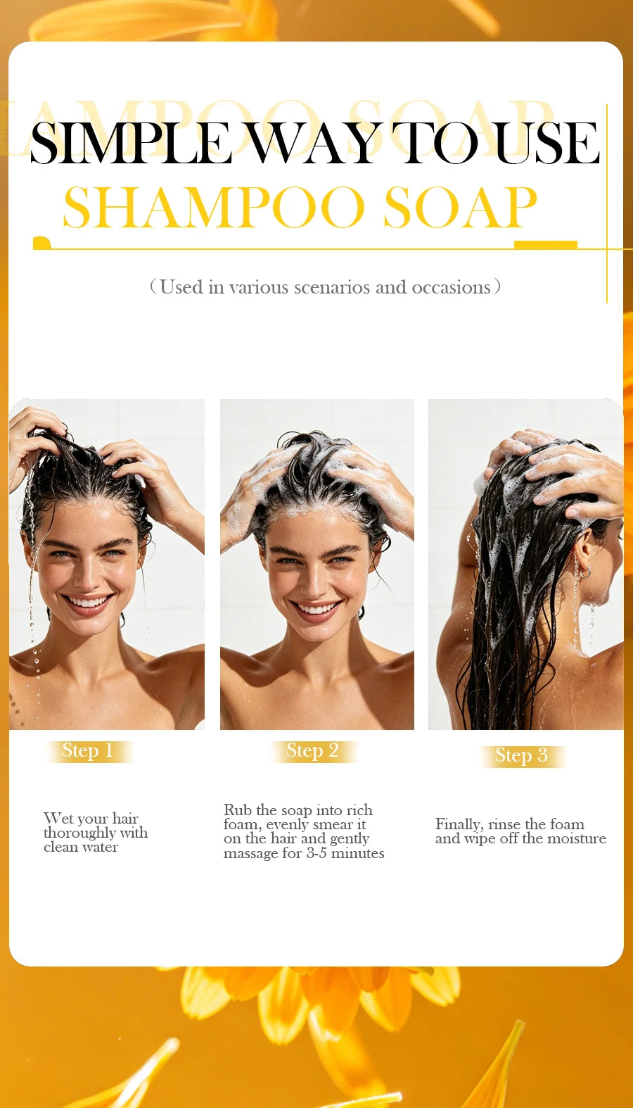 Calendula Plant Shampoo Soap Has No Silicone Oil or Residue, Deeply Cleanses the Scalp, Controls Oil and Removes Oil