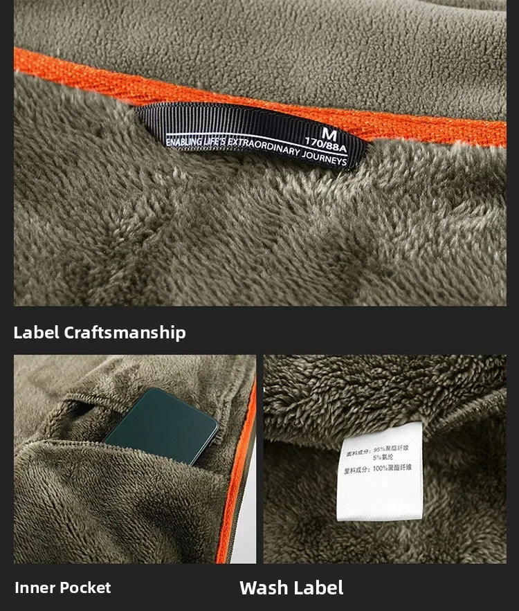 Winter Jacket Men's Fleece Jacket Winter Thickened Zip Up Coat Outdoor Thermal Warm Fleecewear For Sports Men's Winter Jacket