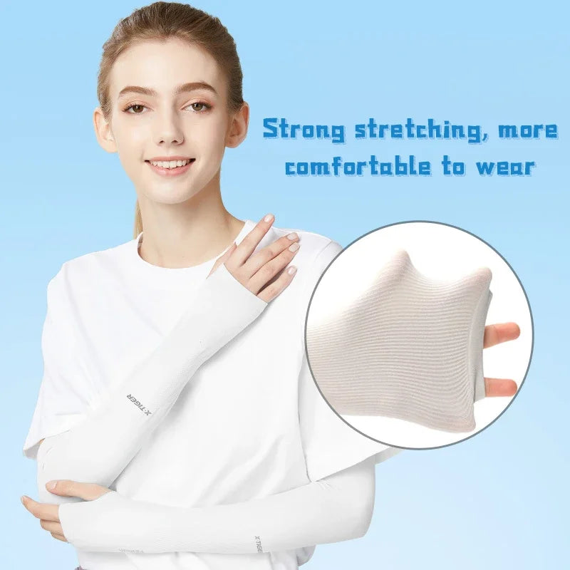 X-TIGER Ice Silk Sports Arm Sleeves Cycling Sun UV Protection Outdoor Travel Running Gym Fitness Cool Summer Arm Sleeves