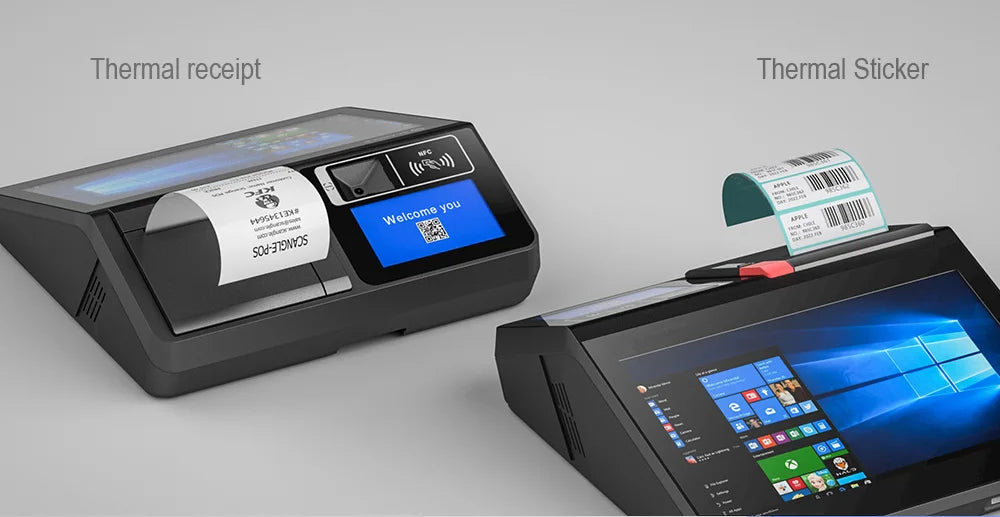 11.6inch Desktop /Wall-mounted Windows & Android Cash Register POS Systems with 80mm Autocutter Thermal Receipt & Label Printer