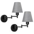 LED American Wall Lamp Folding Swing Arm US EU Plug Switch Fabric Bedroom Bedside Living Room Study Stairway Aisle Plug Light