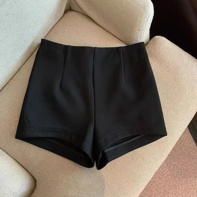 Short Pants Women Black Grey Suits Pantalones Cortos De Mujer Autumn New Slim High Waist Wide Leg Shorts Femme Y2k