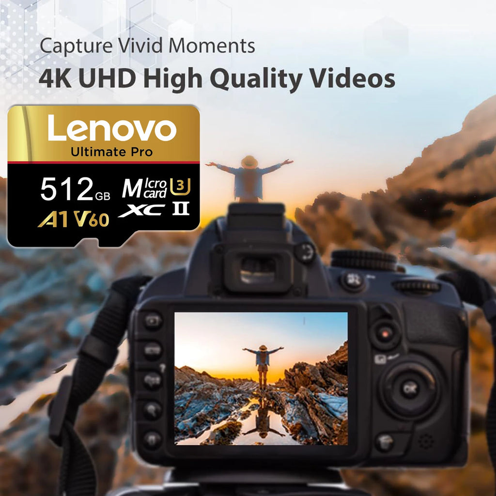 Lenovo Original Class 10 UHS-II Micro SD Card 1TB High Speed A1 V60 Stable Performance TF Flash Cards for Phone Camera Drone